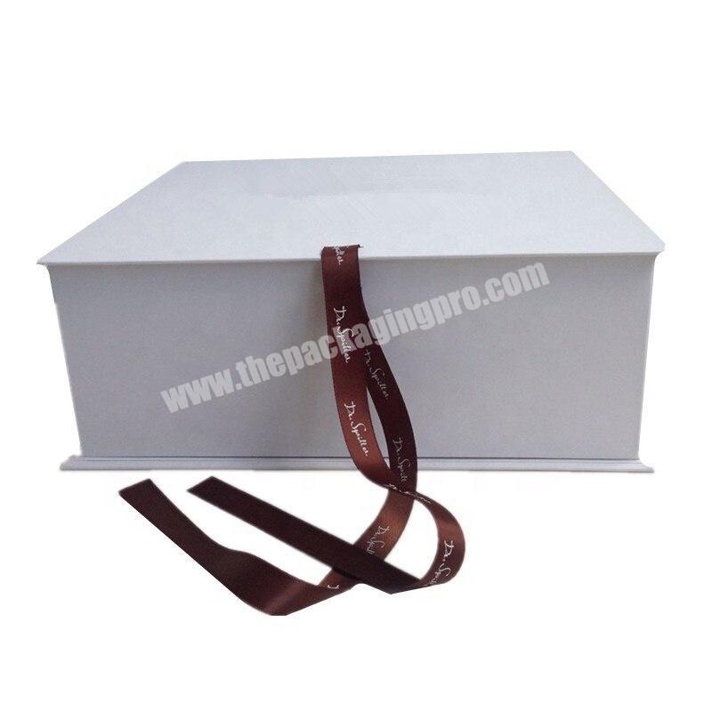 Custom printed cardboard packaging ribbon stash rigid magnetic gift box
