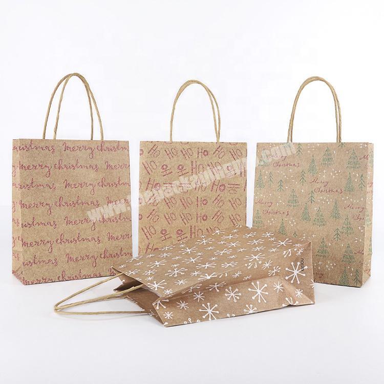 Custom printed china kraft christmas gift paper bag with handle