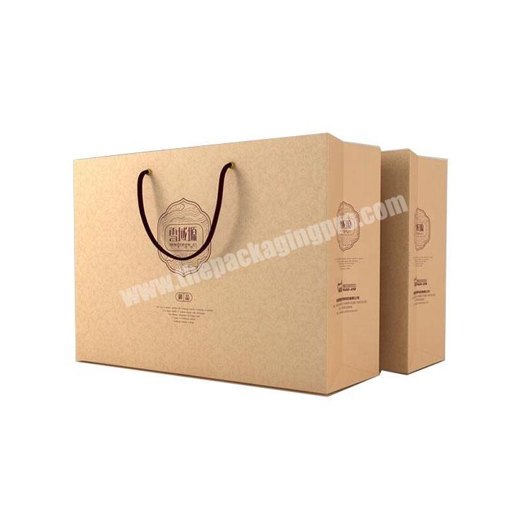 Custom Printed Exquisite Packing Carry Brown Kraft Paper Bag