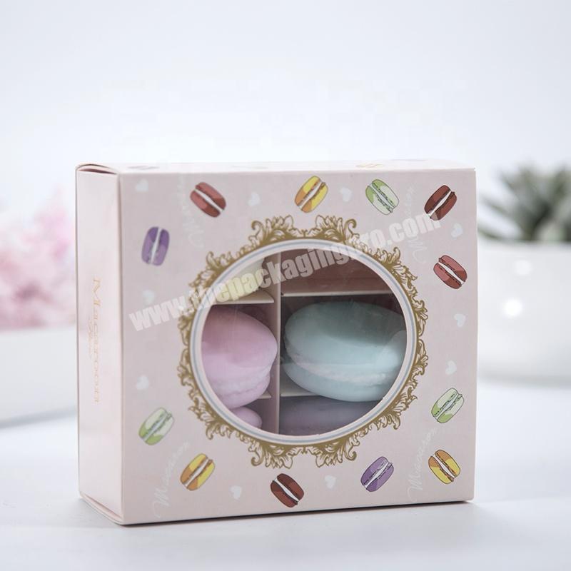 Custom Printed Fancy Paper Macarons BoxesChocolate Gift Box With Clear Window
