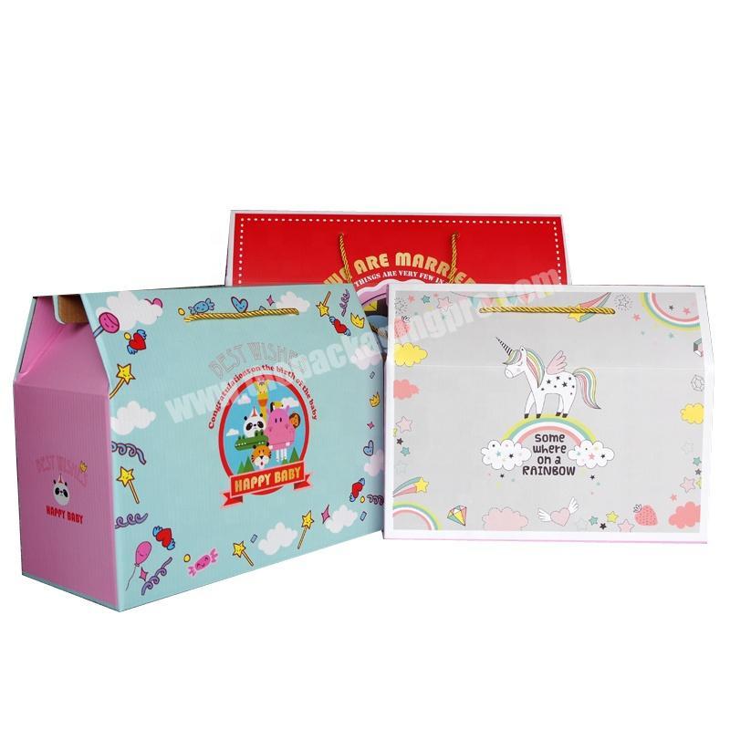 Custom Printed Flat Folding Corrugated Paper Carton Suitcase Boxes For Kids Candy Gift Packaging