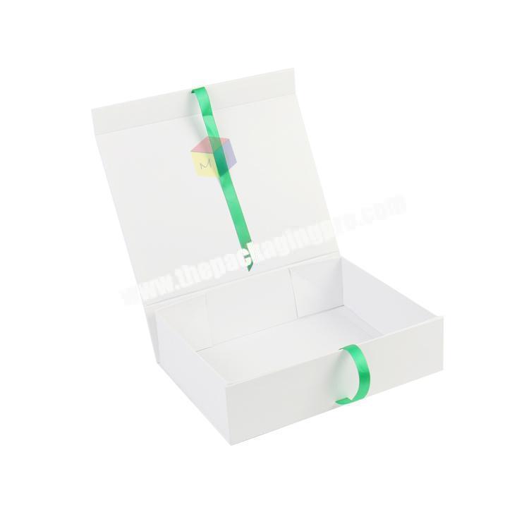custom printed flat folding ribbon closure clothing box
