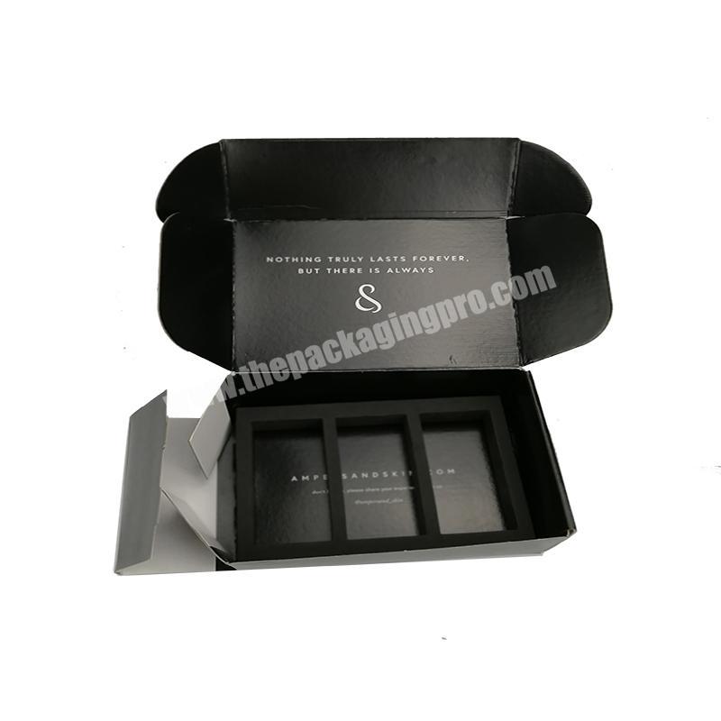 Custom Printed Glossy Black Packaging Shoe Flip Cover Corrugated Cardboard Shipping Box Factory