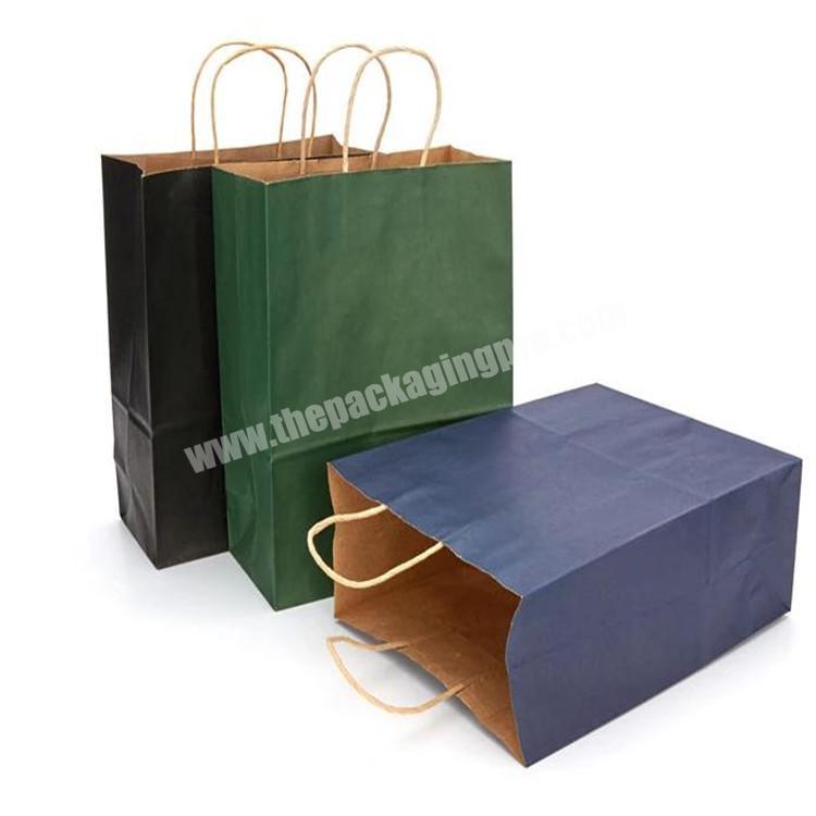 Custom printed kraft brown paper shopping carrier bags with twisted handles