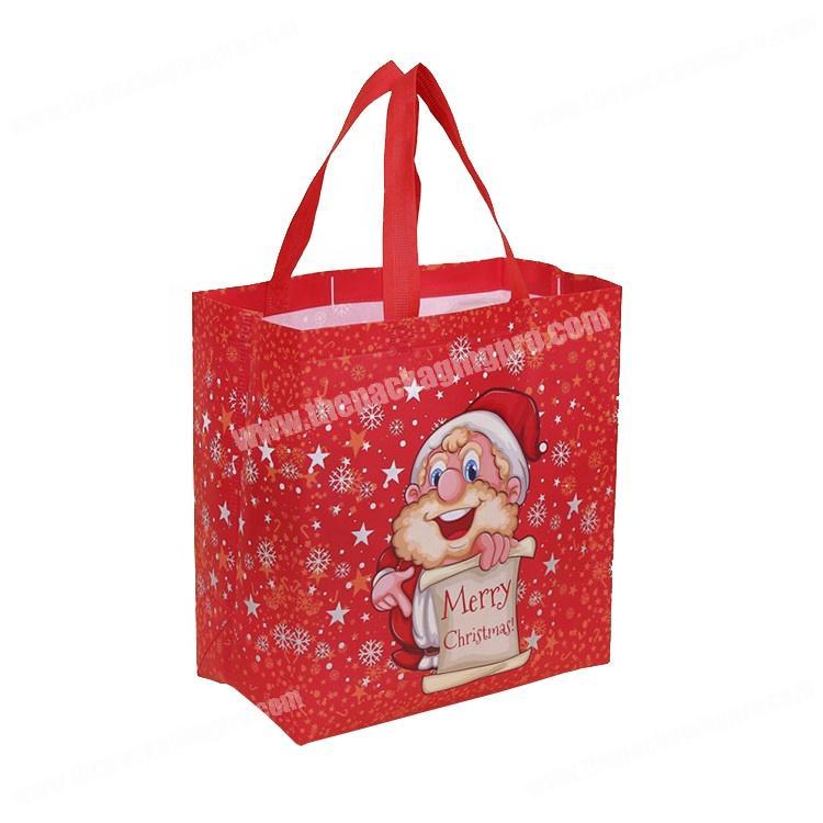 Custom printed laminated reusable decorative non woven bag for christmas