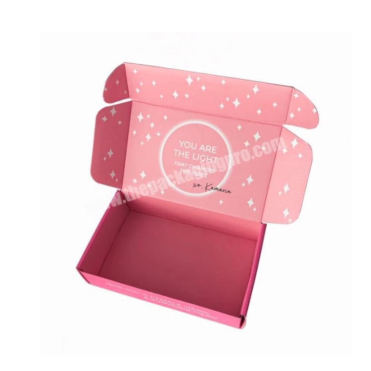 Custom printed Logo Cardboard Cartons Shipping Mailer Box Pink Mailing Skin Care cosmetic Corrugated Packaging Boxes