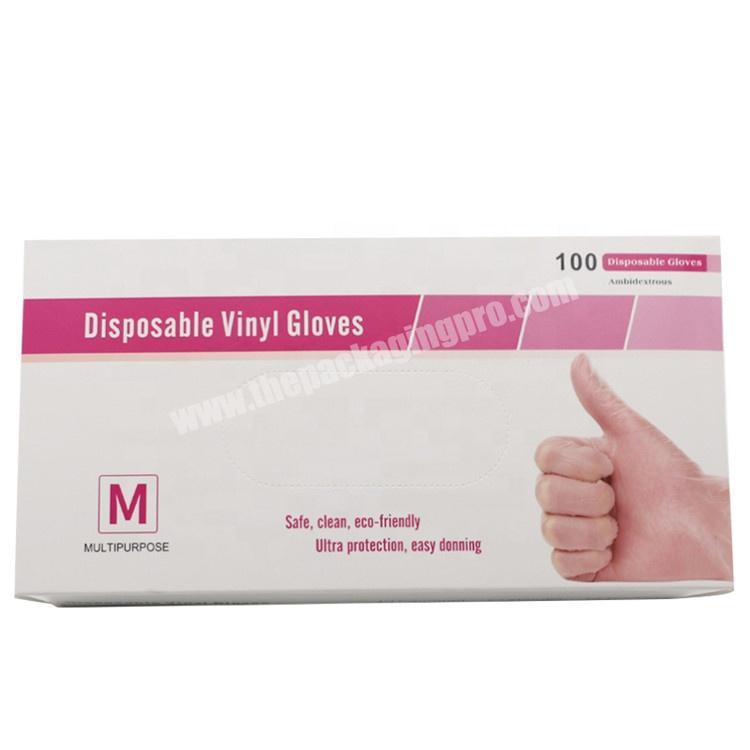 Custom printed logo folding paper packaging box for disposable gloves