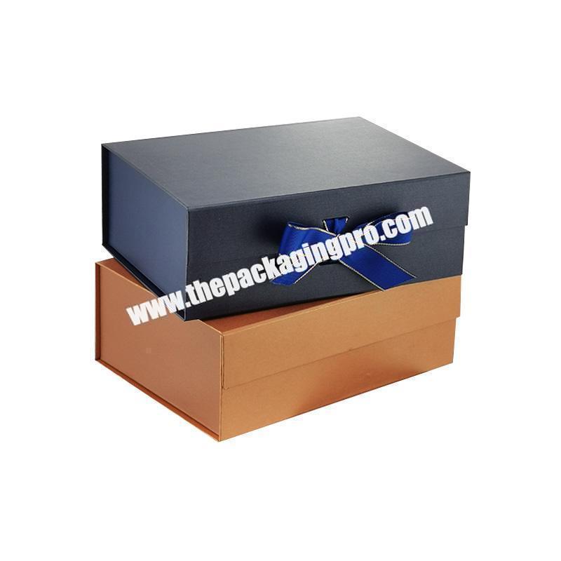 Custom printed logo luxury custom color clothing packaging gift box with ribbon