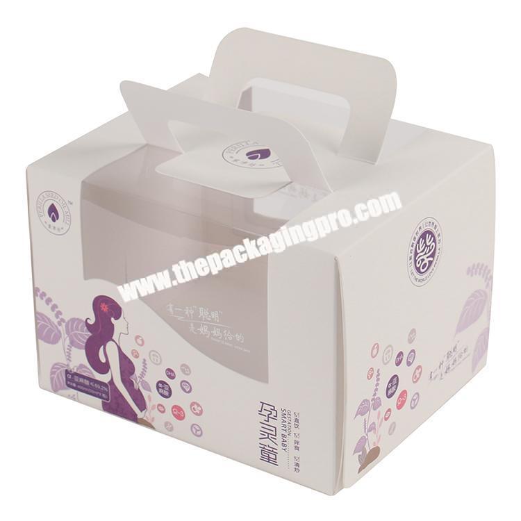 custom printed logo transparent cake boxes packaging with handle