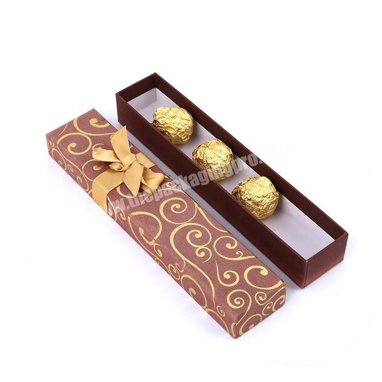 Custom Printed Long Shape Gold Foil Stamping Cardboard Paper Packaging Gift Chocolate Box