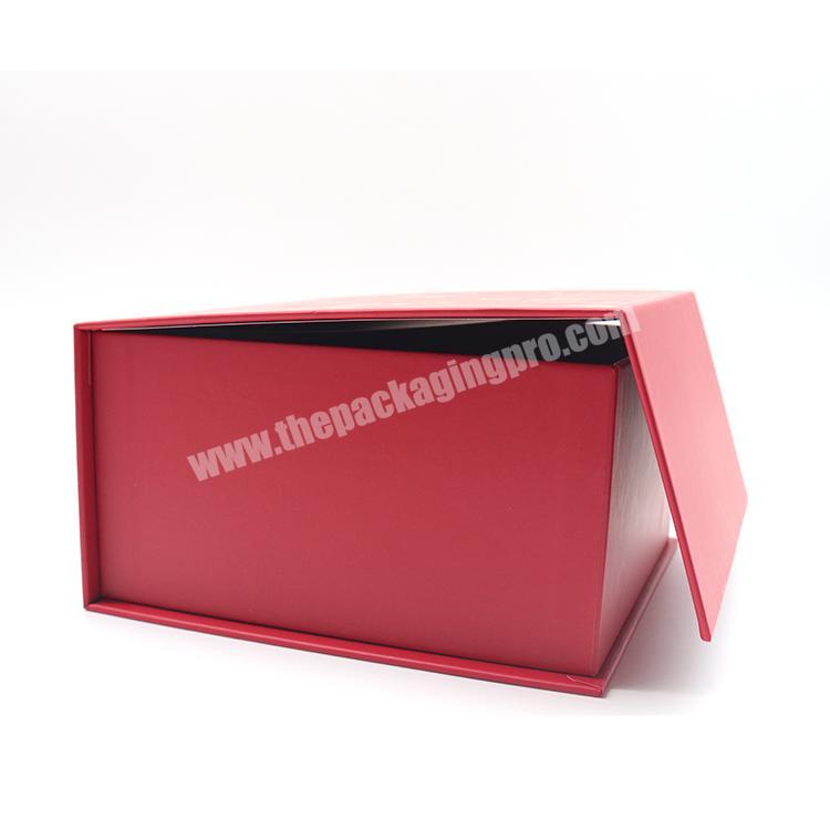 Custom Printed Luxury Hard Cardboard Red Rigid Paper Foldable Magnetic Gift Packaging Box