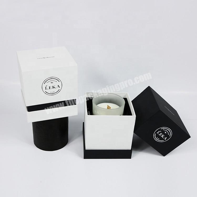 custom printed luxury paperboard gift black candle jar box