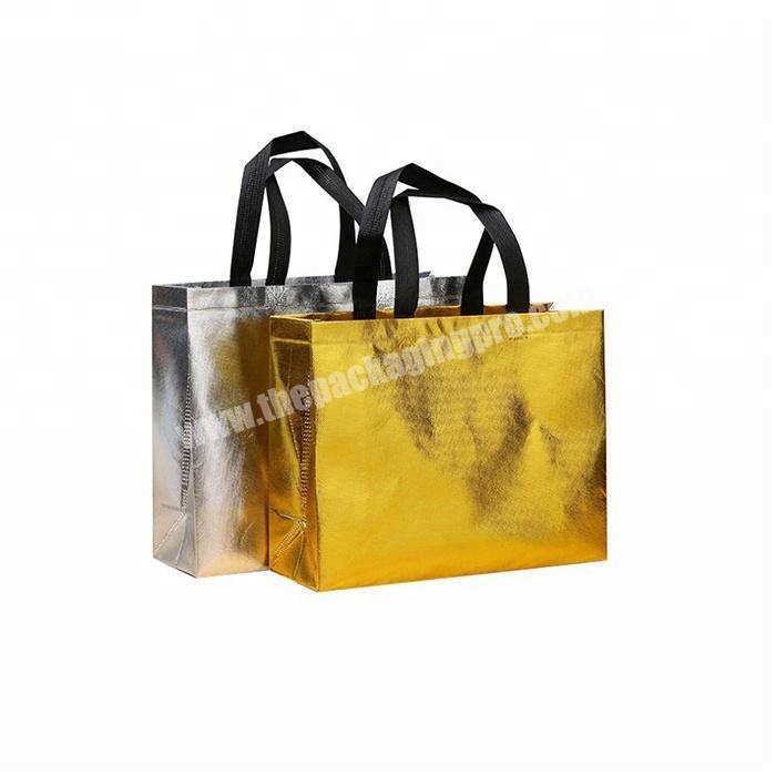 custom printed metallic gold silver non woven bag
