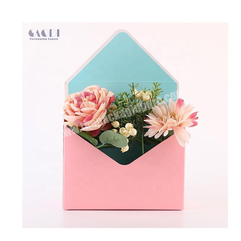 Custom Printed Paper Cardboard Folding Envelope Shape Flower Packaging Box