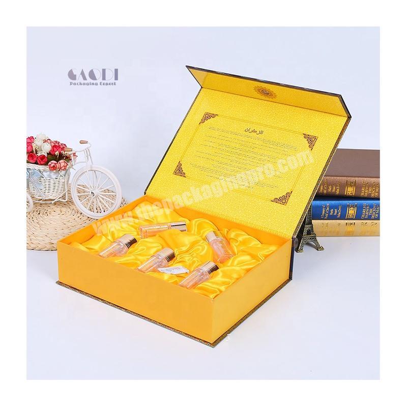 Custom Printed Premium Luxury Book Shaped Magnet Closure Saffron Negin Packaging Paper Cardboard Box