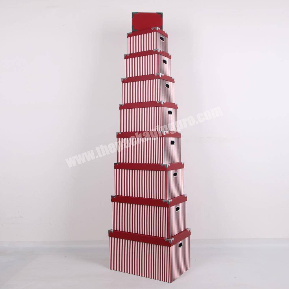 Custom Printed Rectangle Paper Box Set For Storage With Metal Corner