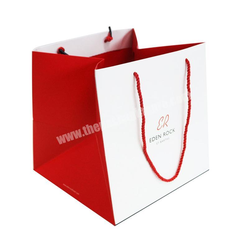 Custom Printed Recyclable Craft Folding Shopping Kraft Paper Bag With Ribbon Handle