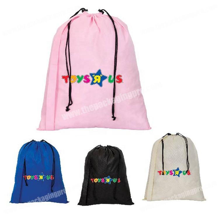 Custom Printed Reusable Hotel Drawstring Non-woven laundry bag with handle