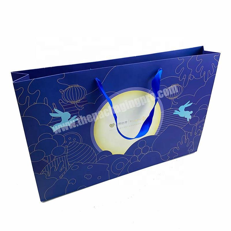 Custom printed ribbon handle colorful craft cookiespackaging gift paper bag for food