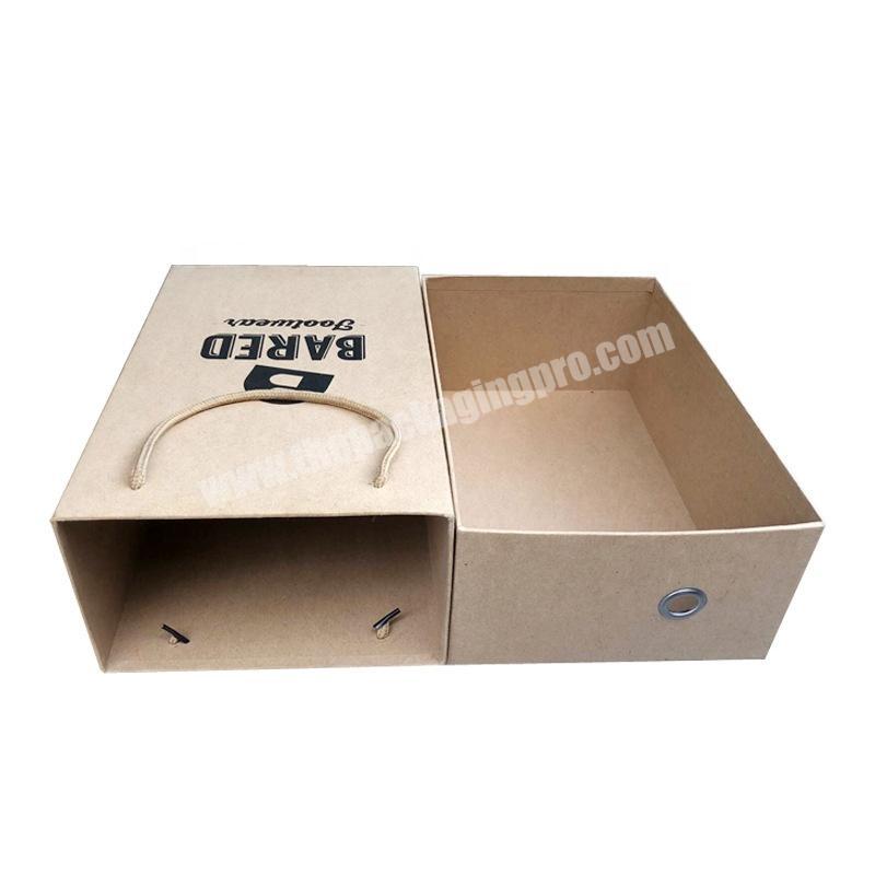 Custom Printed Rigid Cardboard Packing Boxes Drawer Type Shoe Box With Handles