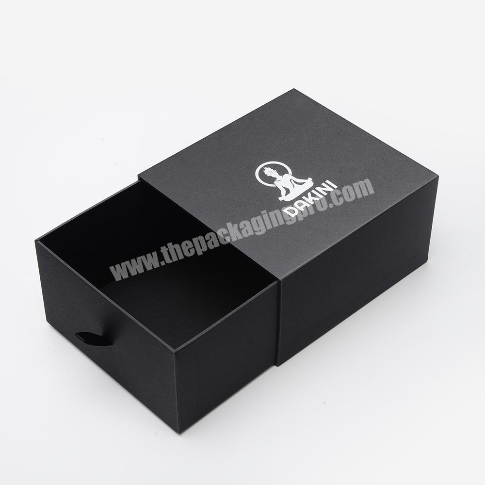 Custom Printed Scarf Paper Small Black Packaging Gift Display Drawer Cardboard Sliding Box