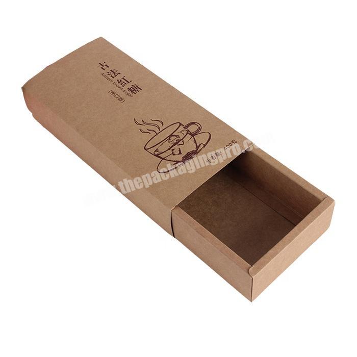 Custom printed slide open brown kraft paper packaging box