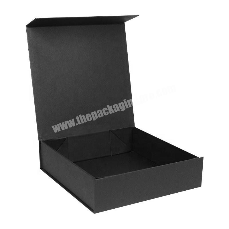 custom printed UV finish matte black foldable cardboard magnetic closure gift boxes with double-adhesive tape