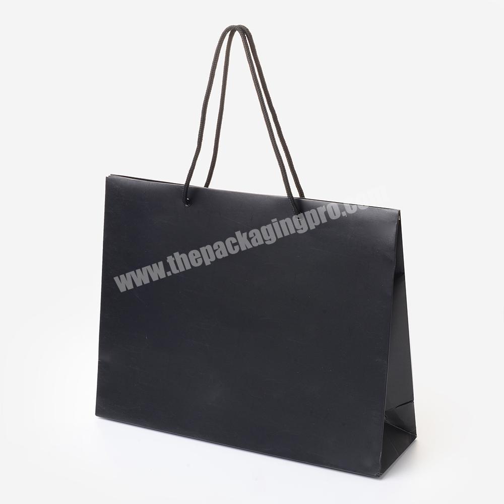 Custom Printed Your Own Logo Handmade Black Kraft Gift Craft Shopping Paper Bag With Ribbon Handles