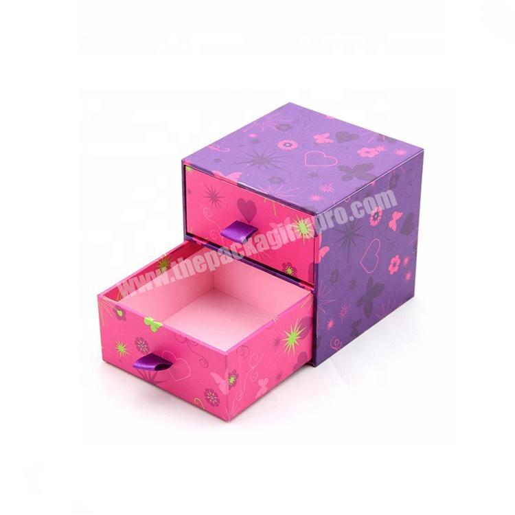 Custom printing 2 layer paper drawer style gift color box