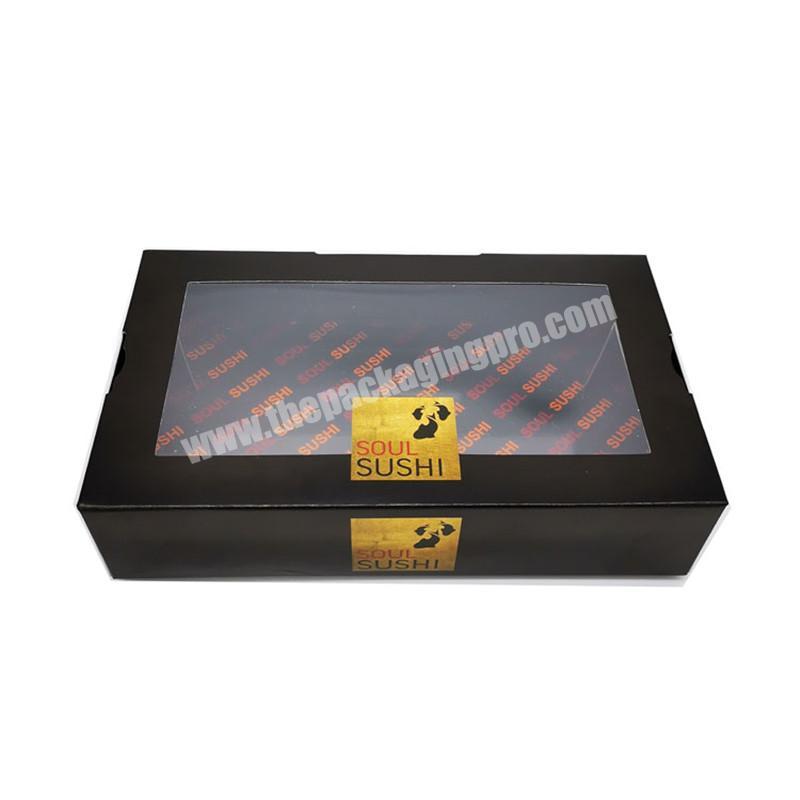 Custom printing black electronics packaging art paper box with window stationary packing gift box for student