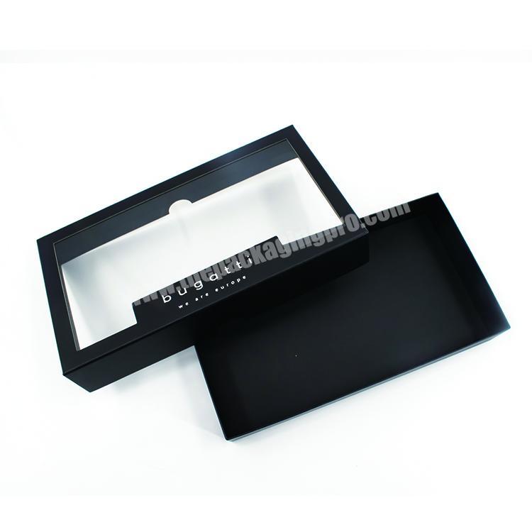 Custom Printing Black Window Cardboard lid And Base Cosmetic Gift Packaging Box