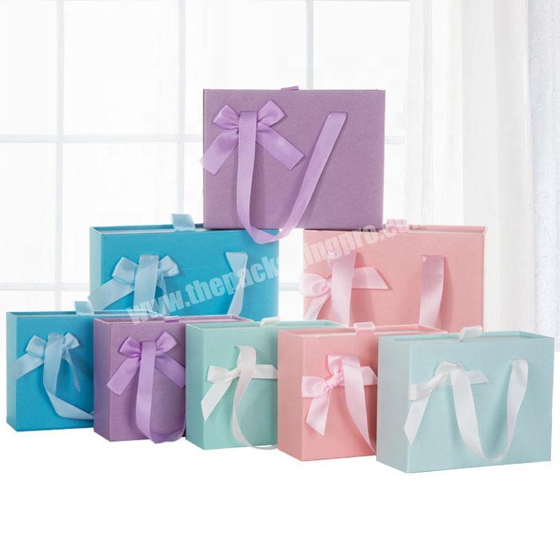 Custom Printing Cardboard Drawer Packaging Bikini Swimwear Bra Sliding Gift Box  With Ribbon Handle