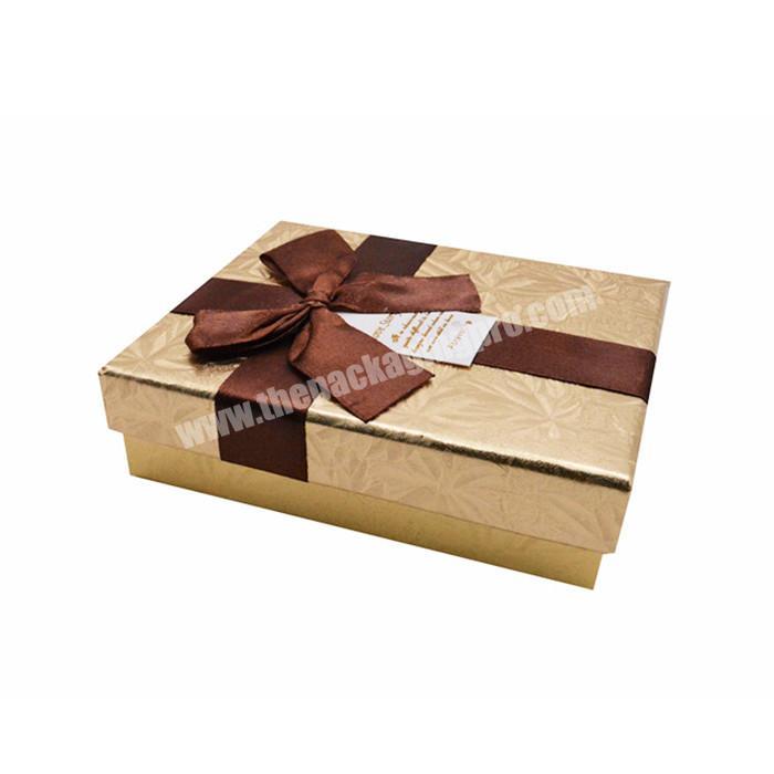 Custom printing cardboard gold fancy paper luxury gift chocolate packaging box with lid