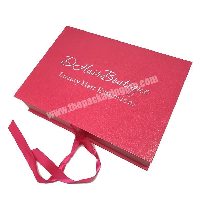 Custom printing cardboard paper box packaging perfume set magnetic closure pink gift box for wig hair extension skin care boxes