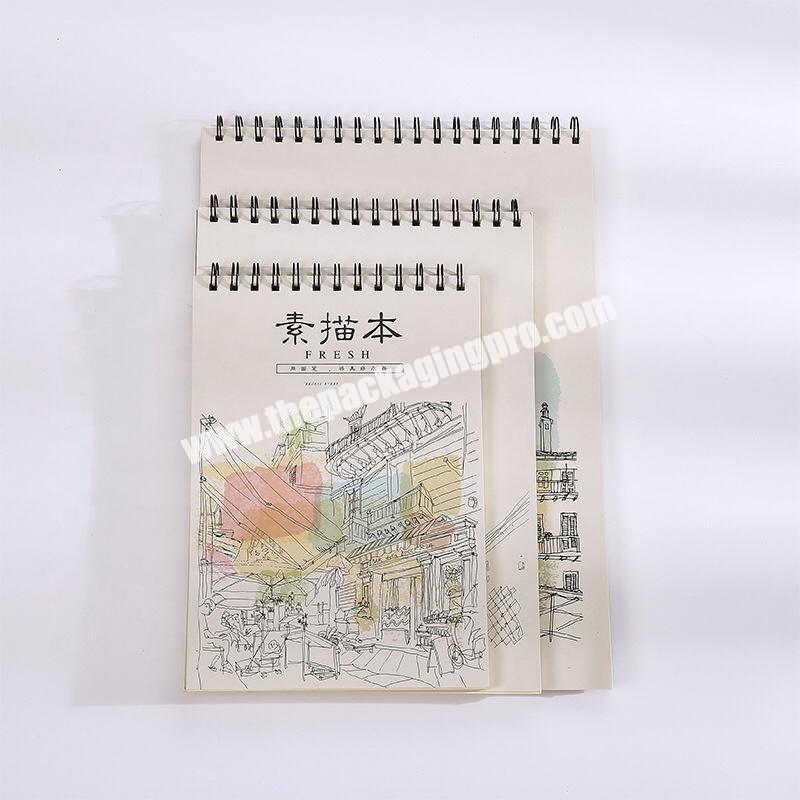 Custom Printing Cheap Bulk A4 A5 B4 B5 Sketchbook Office Business School Exercise Book Plain Blank Coil Spiral Notebook