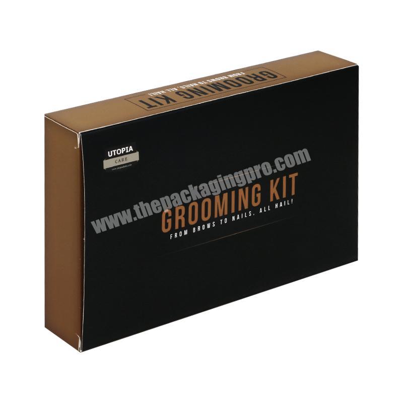 Custom printing cheap folding paper cosmetic beauty tools set makeup brush kit packaging box