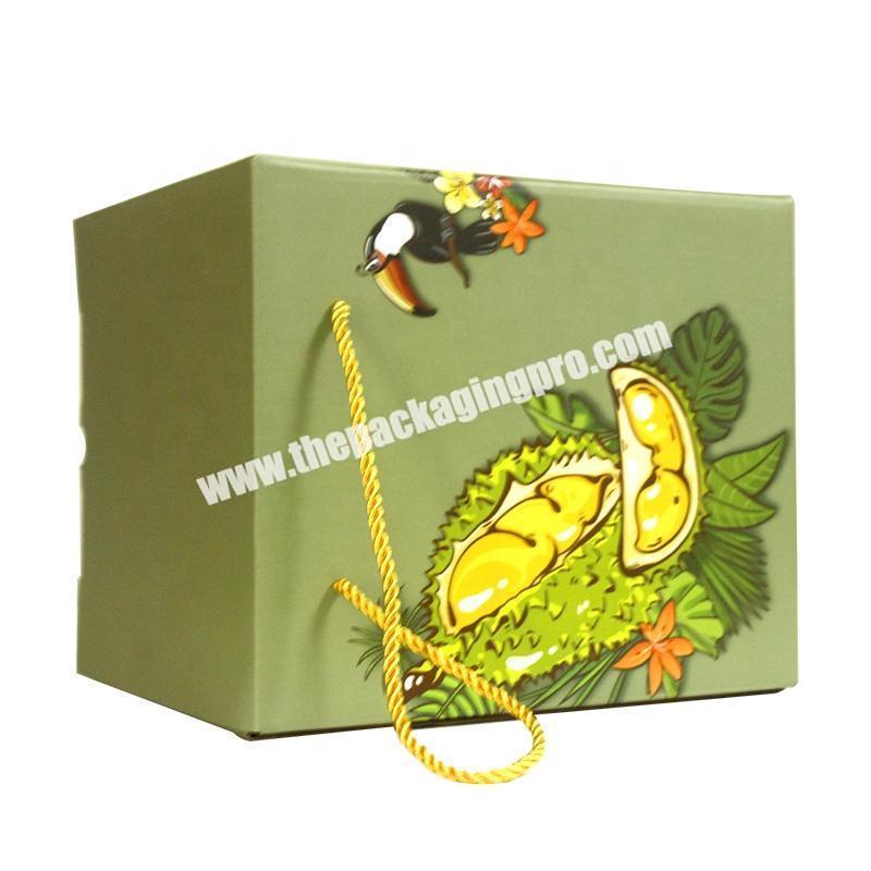 Custom Printing Corrugated Boxes Fresh Fruit Shipping Box Large Recyclable Durian Packaging Box With Handles