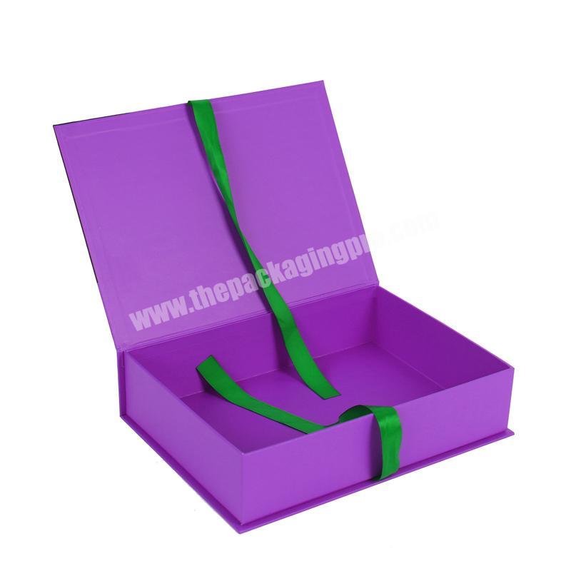 Custom printing cosmetic beauty products human virgin hair bundle extension packaging gift box with ribbon