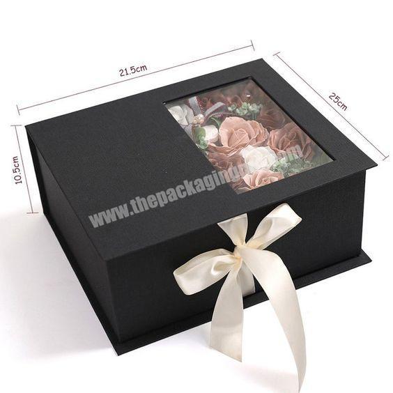 Custom printing decorative black acrylic flower box for rectangular luxury large flowers with custom logo