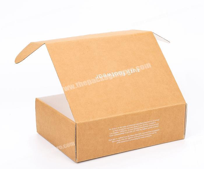 Custom printing die cut cosmetic gift paper box brown kraft corrugated flat delivery box packaging for shipping