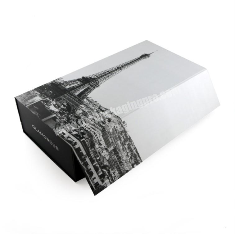 Custom printing flip top foldable rigid paper folding hair extension packaging gift box