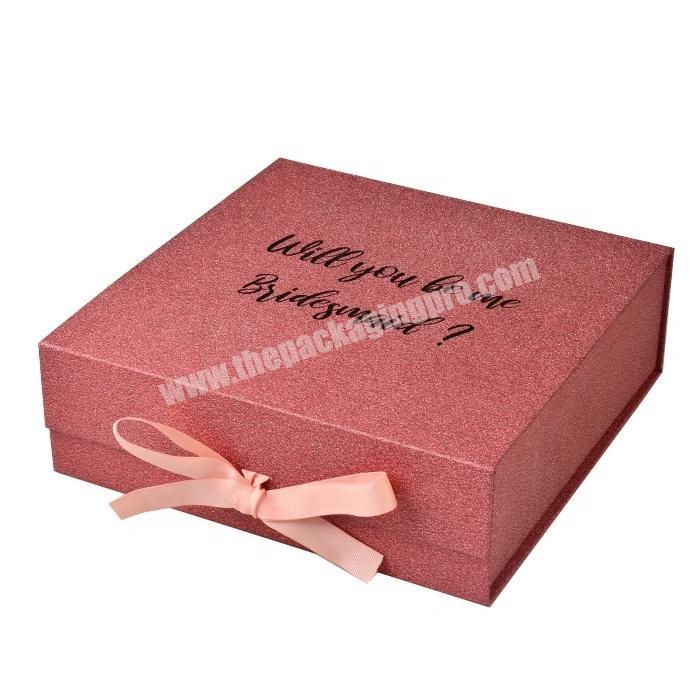 Custom printing folding paper luxury made box with ribbon packaging box custom logo gift box