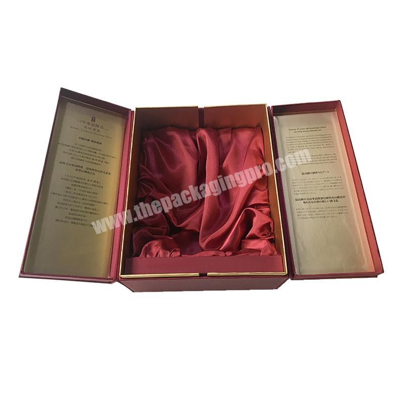 Custom printing  Gift Packing Box Two Glass Bottle Paper Cardboard Wine Packaging Boxes