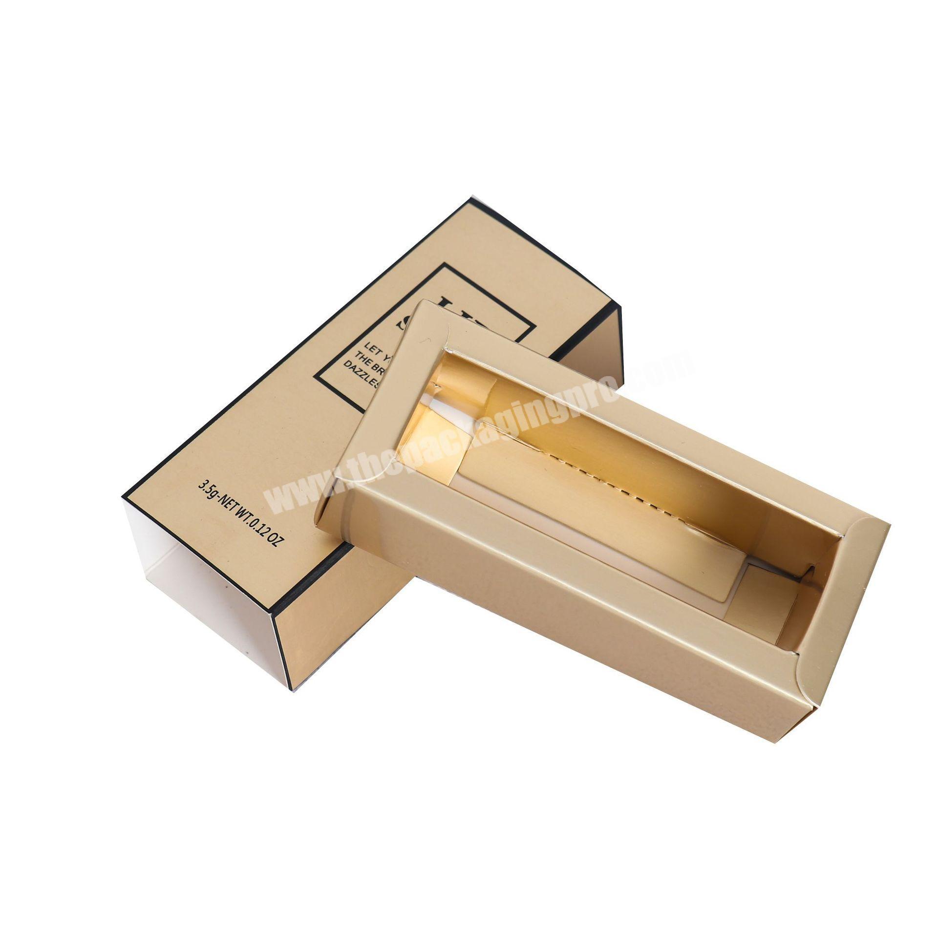 Custom printing gold card drawer paper box ,packaging lip gloss box for essential oil