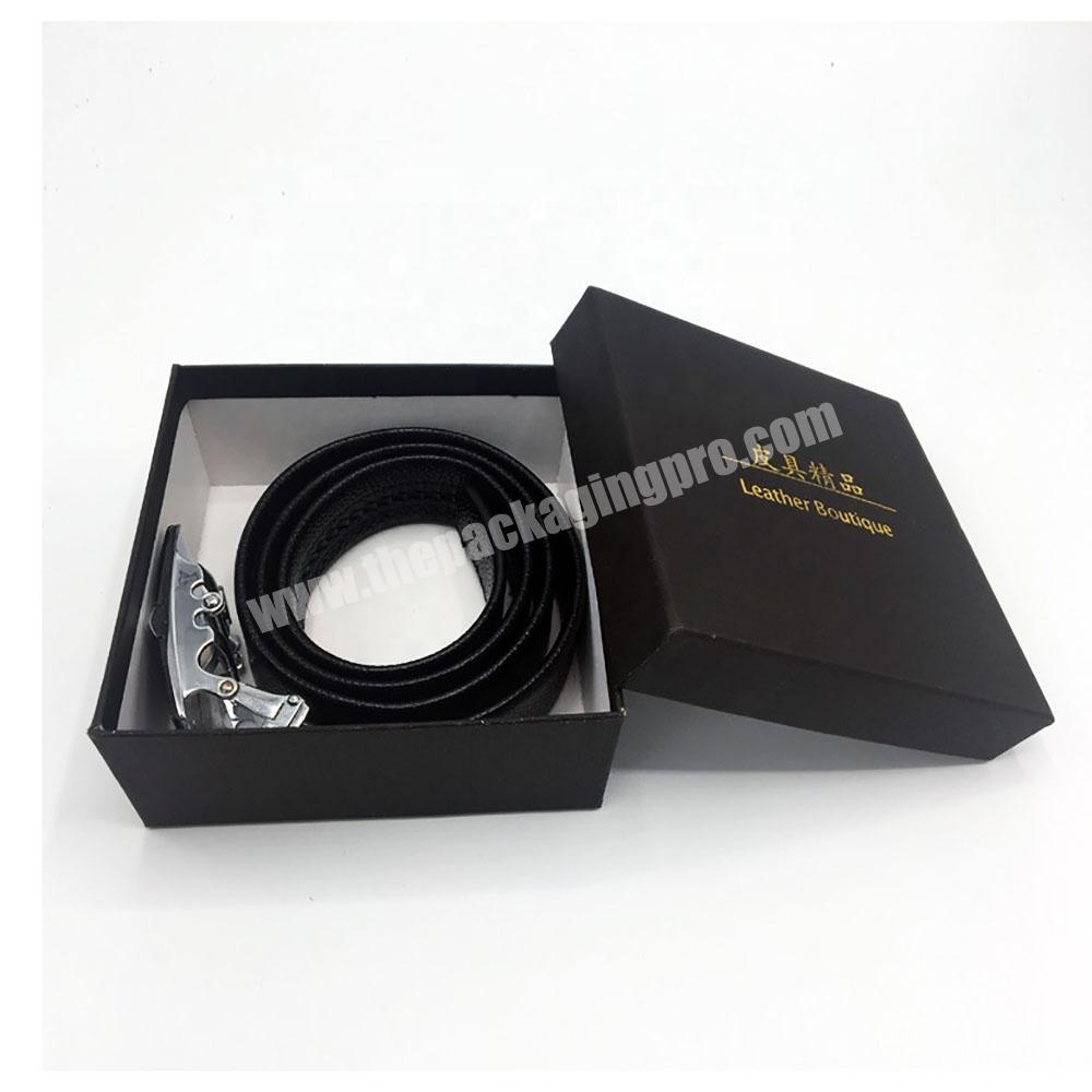 Custom Printing Gold Foil Stamping Logo Black Color Men Wallet Box Belt Packaging Box