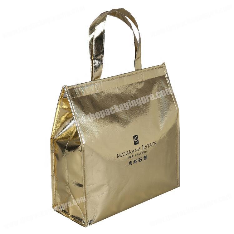 Custom printing lamination gold non-woven bag with your logo