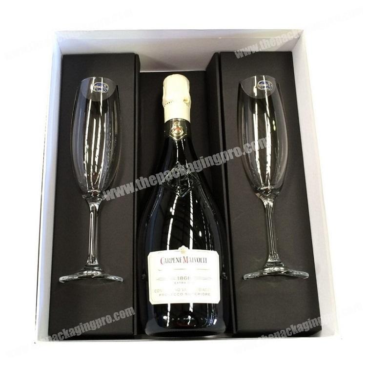 Custom Printing Logo Cardboard Paper EVA Insert Wine Bottle Glassware Set  Gift Packaging Box