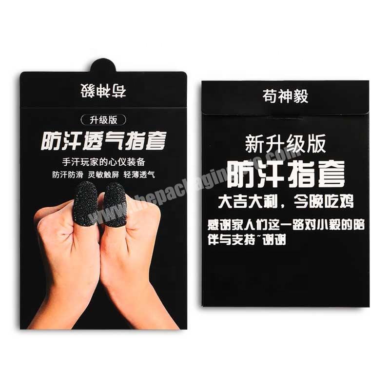 Custom printing low price black finger sleeve flat envelop shape paper packaging