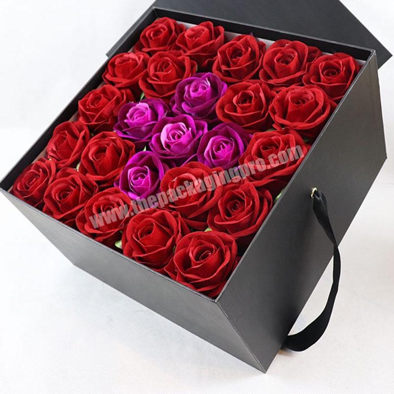 Custom Printing Luxury Square Cardboard Paper Rose Flower Gift Packaging Box For Flowers Delivery