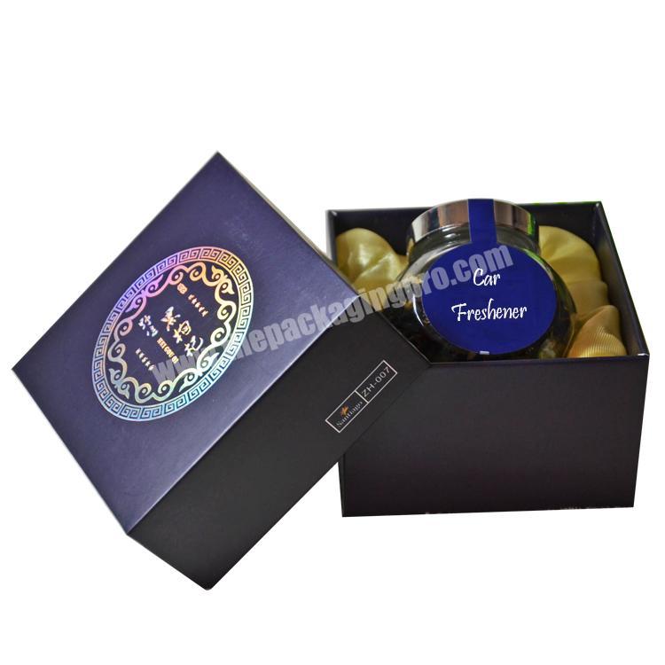 custom printing private label cardboard car freshener perfume glass bottle packaging box with satin silk cloth tray